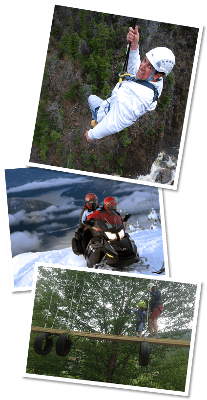 ziplining happy man in a white helmet